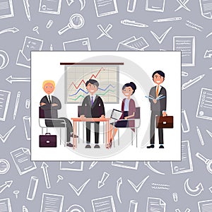 Business Meeting of People Seamless Pattern Vector