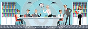 Business meeting, people working in the office vector Illustration in flat style