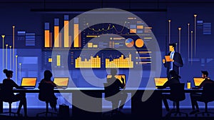 Business Meeting Presentation with Data Visualization