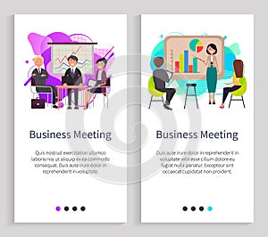 Business Meeting Presentation on Whiteboard Vector