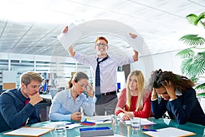 Business meeting sad expression negative gesture