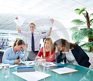 Business meeting sad expression negative gesture