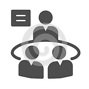 Business meeting solid icon, strategy concept, Brainstorming and teamwork sign on white background, Group of people in