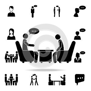 business meeting at the table icon. Detailed set of conversation icons. Premium graphic design. One of the collection icons for