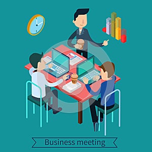 Business Meeting and Teamworking Isometric Concept photo