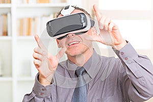 Business meeting with virtual reality headset