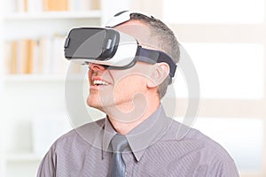 Business meeting with virtual reality headset