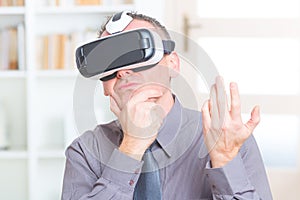 Business meeting with virtual reality headset