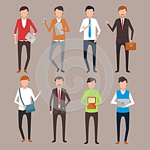 Business men character with different pose and different suit vector