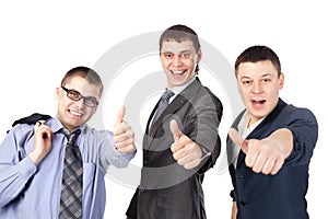 Business men giving the thumbs up sign