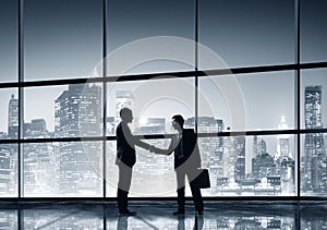 Business Men People Handshake Silhouette Concept