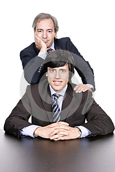 Business men portrait, father and son