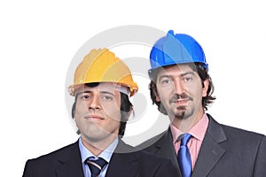 Business men portrait with hardhats