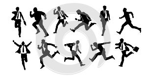 Business men running, jumping for success vector.