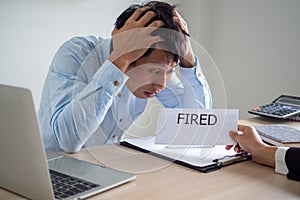 Business men are shocked and stressed The executive sent a letter to dismiss from the job. Business bankruptcy