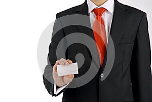 Business men shows his business card