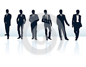 Business men in suits silhouette collection man silhouettes vintage male human body outline businessman suit blue fashion people