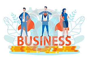 Business Men and Woman in Super Hero Costumes