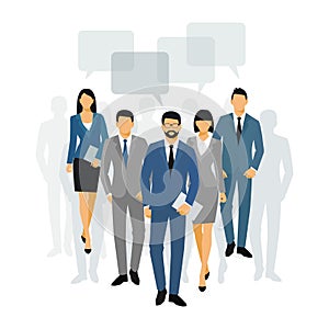 Business men and women silhouette. team business people group hold document folders  on white background. Business people and spee