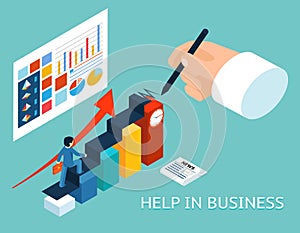 Business mentor help partner. Isometric 3d vector