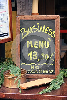 Business Menu Blackboard