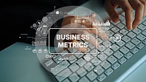 Business Metrics Analysis on Keyboard with Creative Data Visualization Elements. Asymptotic smart data analytic