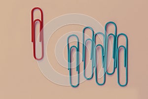 Business minimal concept as a group of paperclip on pink pastel