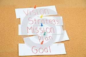 Business mission plan idea in piece of paper