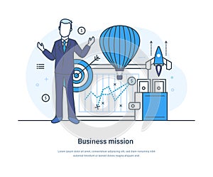 Business mission, vision statement and values of company