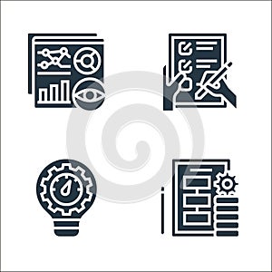 business model canvas line icons. linear set. quality vector line set such as business plan, process, activities