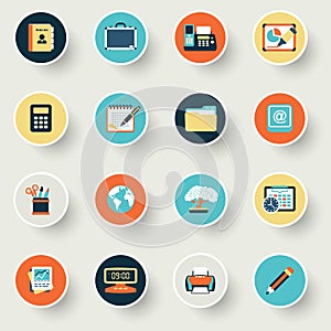 Business modern flat color icons.