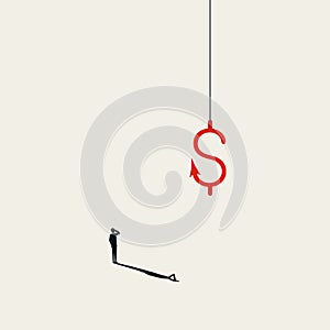 Business money bait, banking vector concept. Symbol of attractive investment, tricky scheme. Minimal illustration