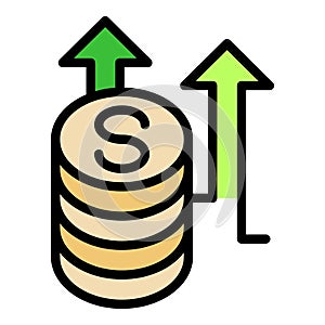Business money grow icon vector flat