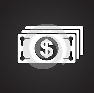 Business money icon on black background for graphic and web design, Modern simple vector sign. Internet concept. Trendy symbol for