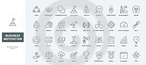 Business motivation, strategy of employment, company organization line icons set