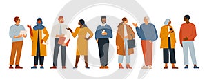 Business multinational team. Vector illustration of set diverse flat men and women of various races, ages and body type photo