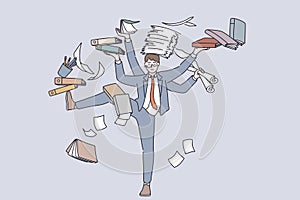 Business multitasking and time management concept