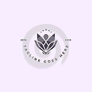 Business nature lotus logo design vector