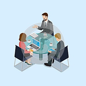 Business negotiations concept flat 3d web isometric infographic photo