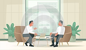 Business negotiations. Two businessmen are discussing a deal or a startup. Business partners conversation