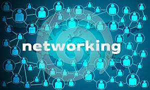 Business networking connections concept with connected people and world map