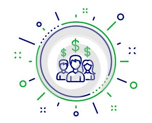 Business networking line icon. Dollar sign. Vector