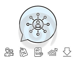 Business networking line icon. Teamwork sign.