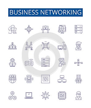 Business networking line icons signs set. Design collection of Networking, Business, Relationships, Connections photo