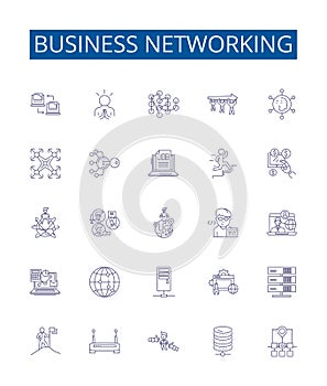 Business networking line icons signs set. Design collection of Networking, Business, Relationships, Connections photo