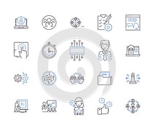 Business networking outline icons collection. Business, networking, contacts, leads, referrals, partners, collaboration photo