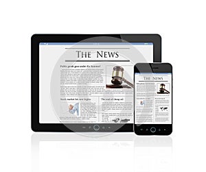 Business news at digital tablet and smart phone