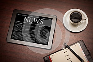Business news on Tablet PC. photo