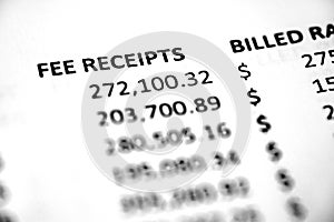 Business Numbers Printed on Paper for Bills and Fees