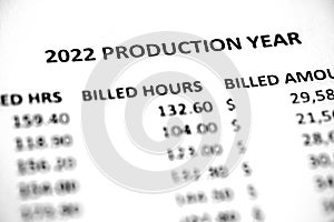 Business Numbers Printed on Paper for Bills and Fees